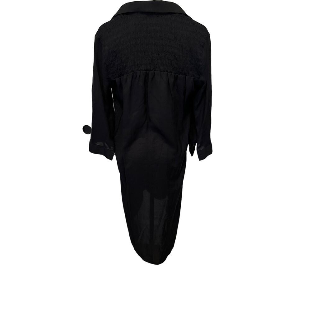 Simply Vera Wang Womens Smocked Shirt Dress Lightweight Size M Black witchy goth - Picture 3 of 15